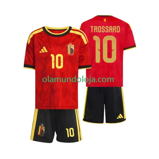 Camisola Bélgica Leandro Trossard 10 Criança Equipamento Primeiro Copa do Mundo 2026 Manga Curta